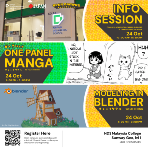 Learn how to make a 1-panel manga (MI) / Dive into modeling with Blender (3DA) - 24 October 2026